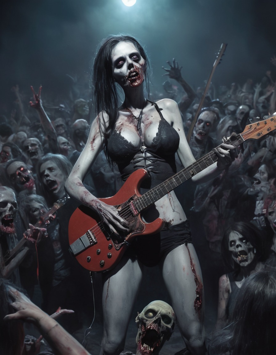 zombie, musician, concert, crowd, undead, halloween