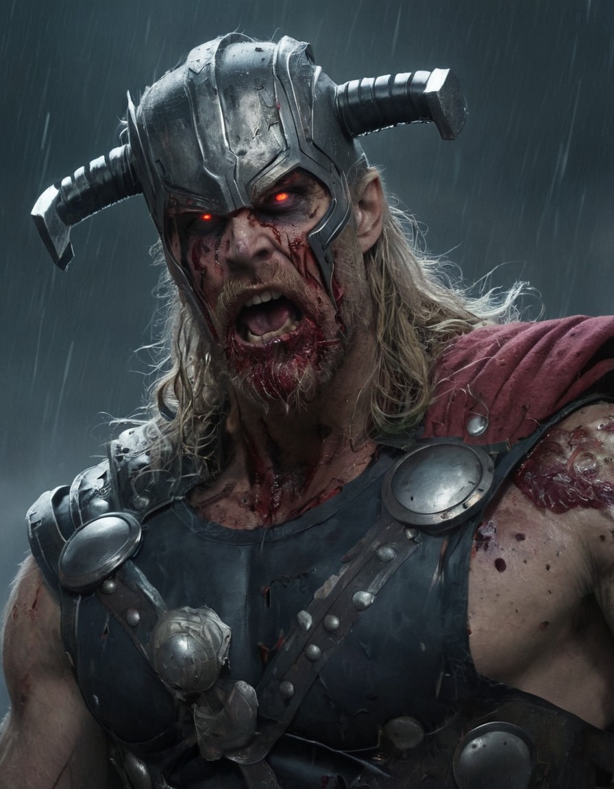 thor, zombie, mythology, undead, horror, glowing eyes, marvel