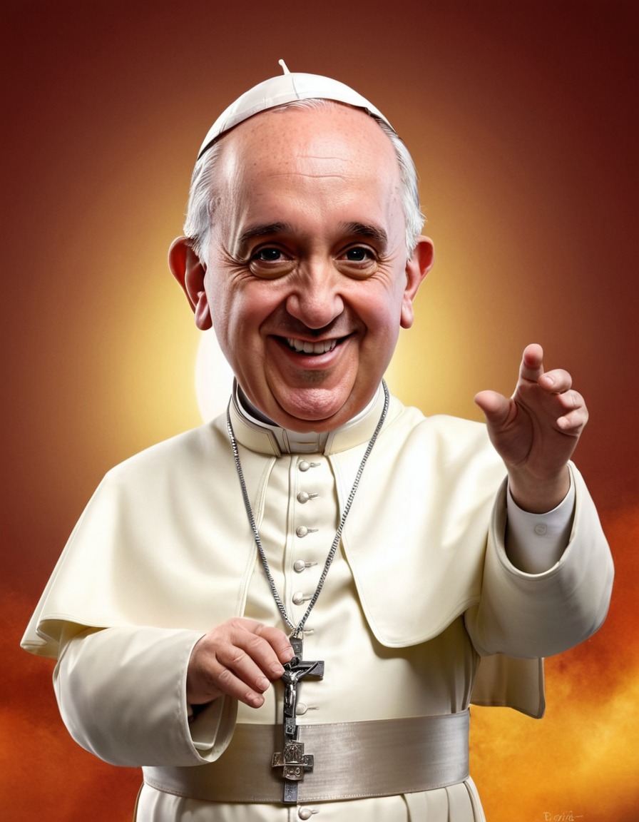 pope francis, caricature, humor, religious figure, art, catholic church