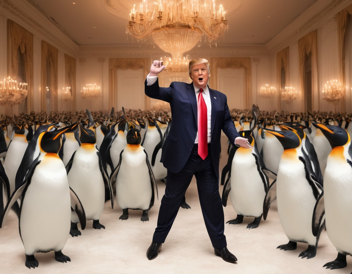 donald trump, party, dance, penguins, humor, trump, donaldtrump