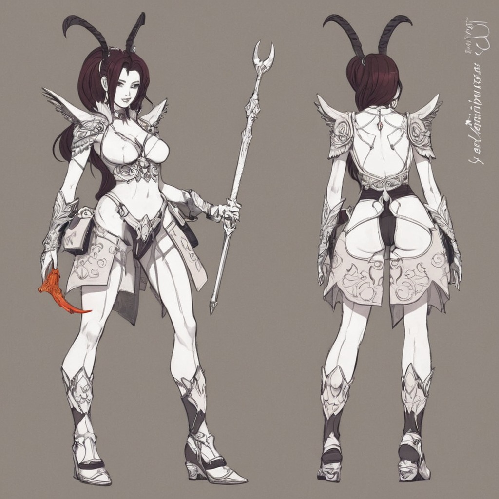 characterdesign, originalcharacter, warrior, characterconcept, fighter, demongirl, oni, dreamup, ai_art