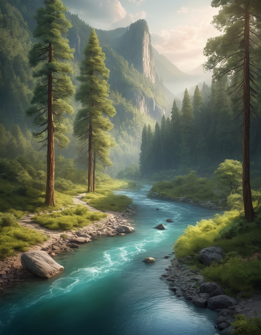 nature, landscape, river, valley, trees