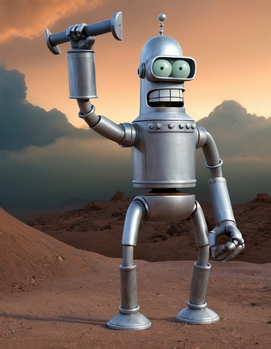 futurama, bender, animation, steel beam, bending, strength, robots, games, movies