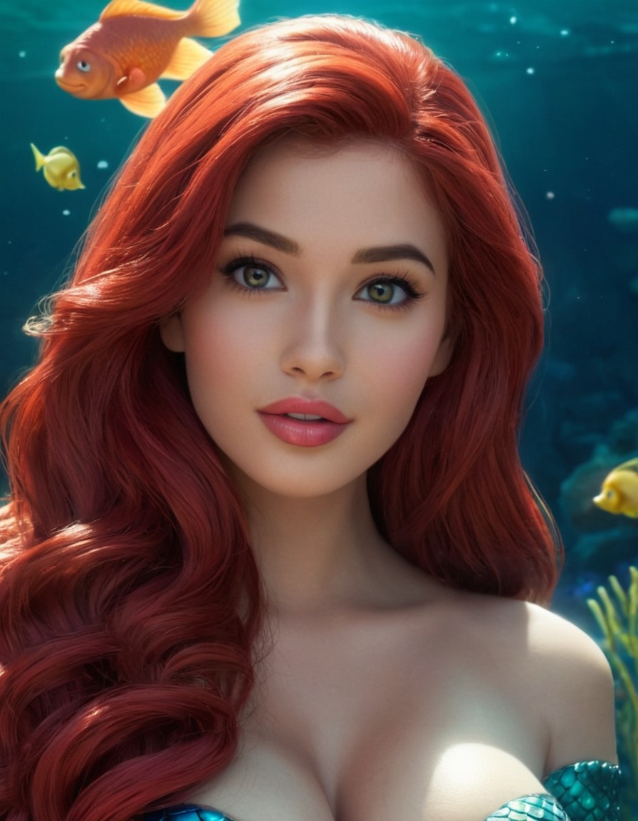 ariel, the little mermaid, disney, princess, fairy tale, mermaid, redhead