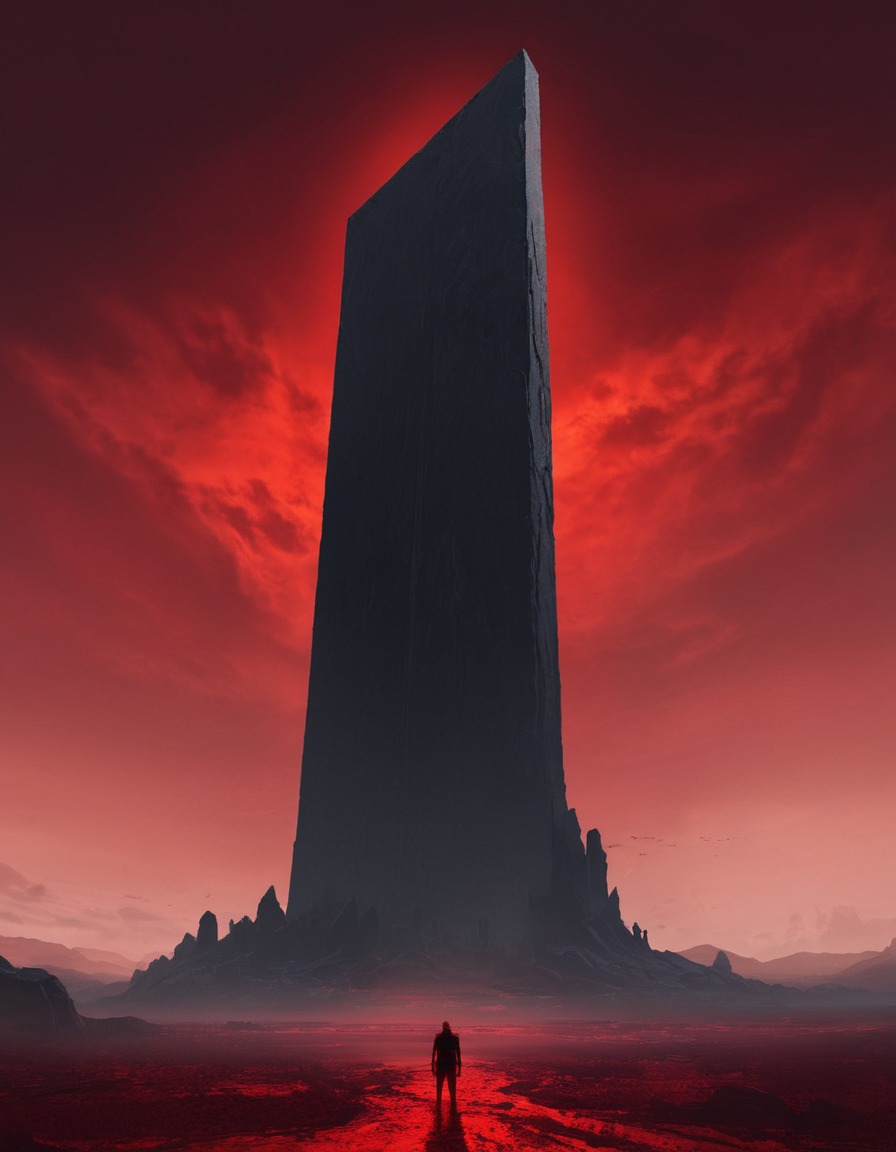 ominous, mysterious, monolith, landscape, surreal, lovecraft, howard lovecraft