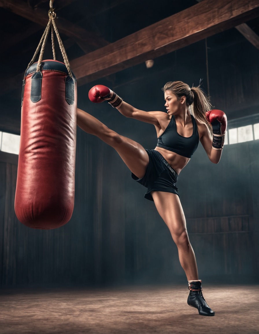 female, kickboxer, training, martial arts, fitness, woman sport, sport