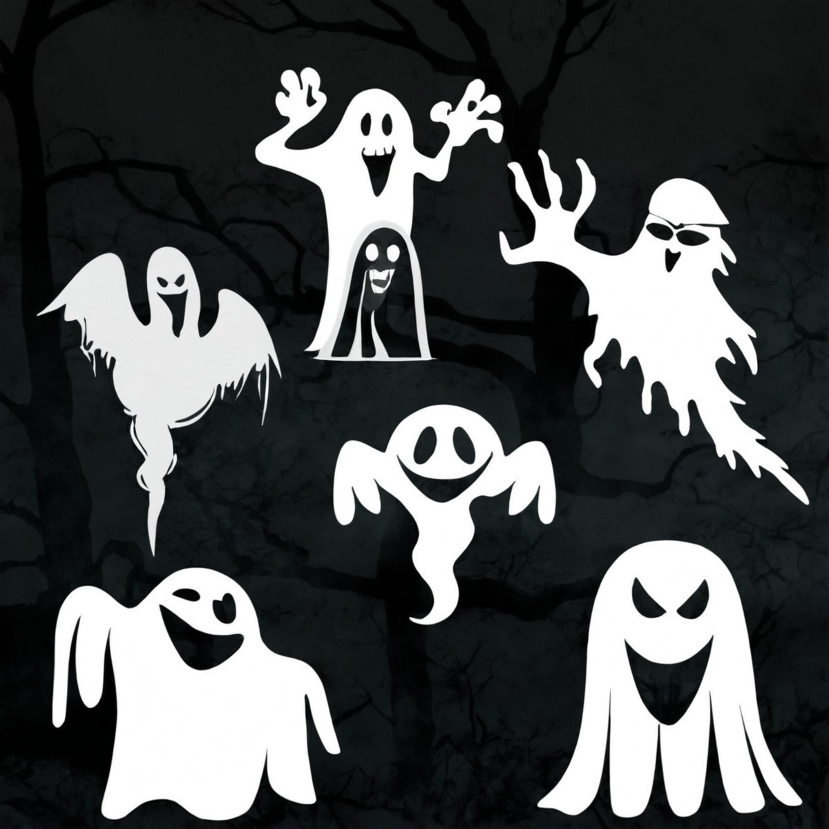 horror, creepy, ghost, spooky, halloween, spirit, cartoon, digitalart, gigglingghosts