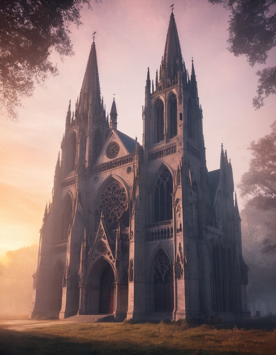 architecture, religious, sunrise, gothic, tranquil