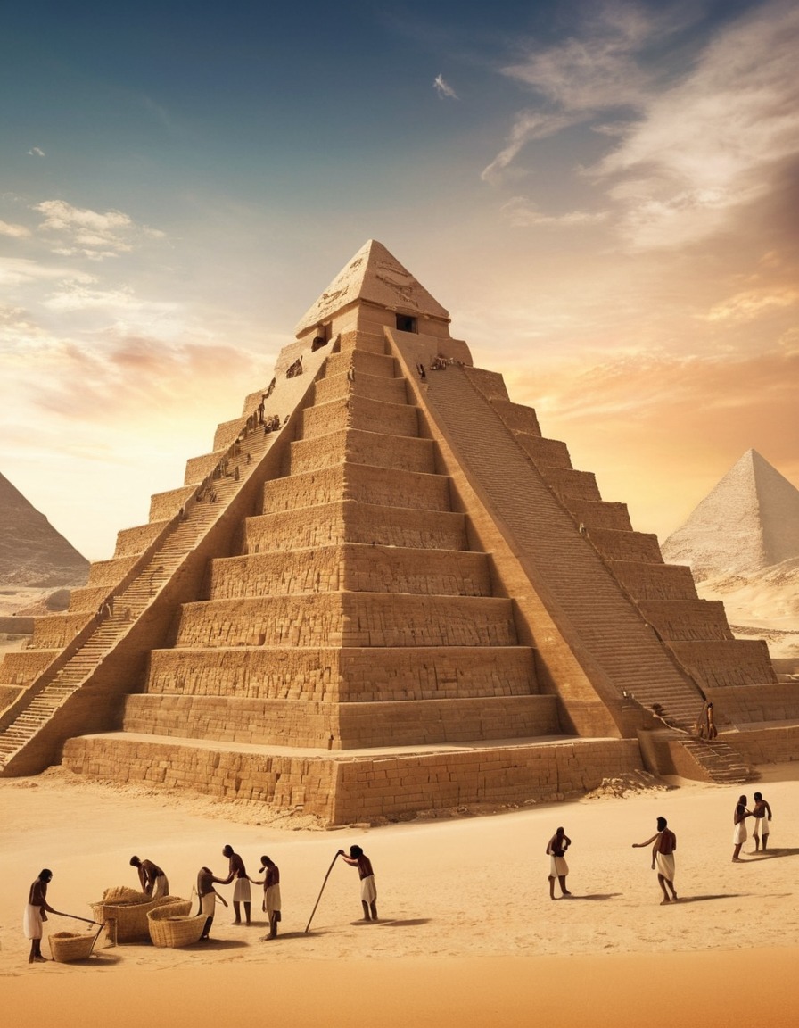 ancient men, manual labor, pyramid construction, ancient egypt, 2500 bc, civilization, archaeology