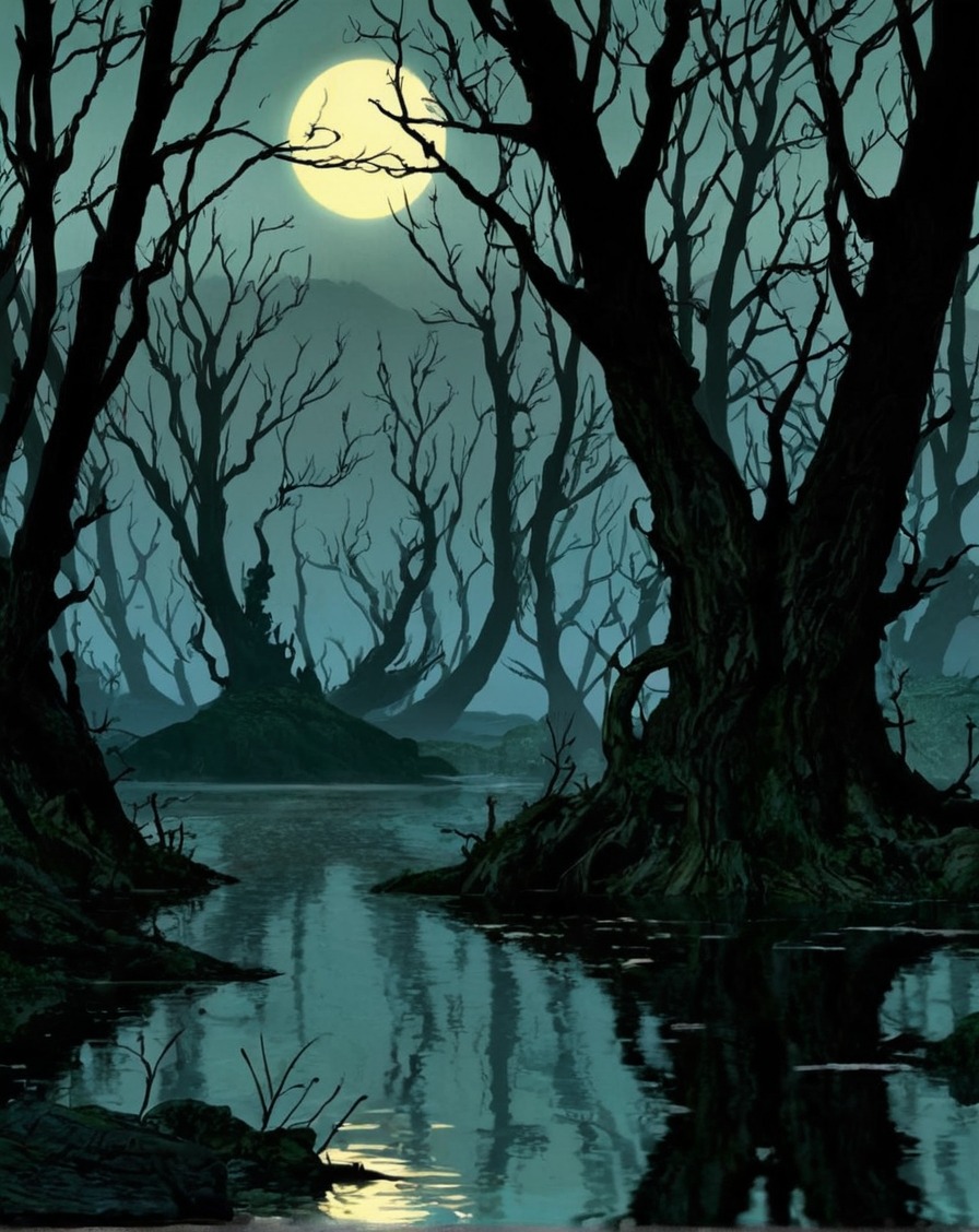 digitalart, horror, forest, cartoon, digitalpainting, photography, pixelart, magic, wallpaper, surreal, gothic, animemanga, animestyle, swamp