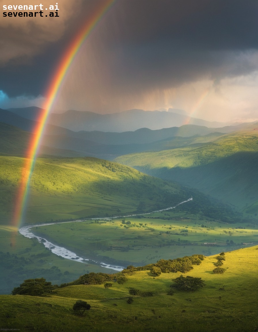 nature, rainbow, landscape, valley, weather