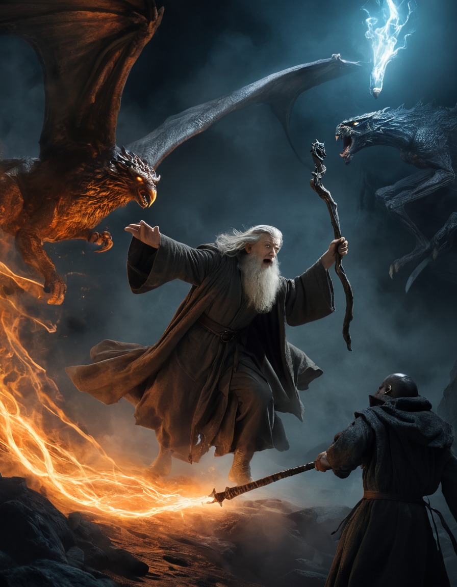 fantasy, battle, magic, wizard, monster, john tolkien, tolkien