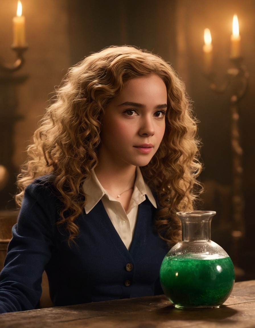 hermione granger, potion accident, hair growth, curly hair, adventure, books