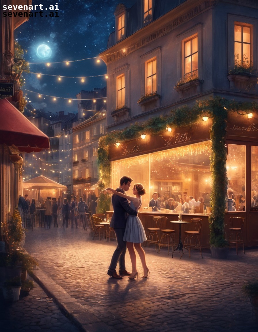 romantic, europe, couple, dancing, street cafe