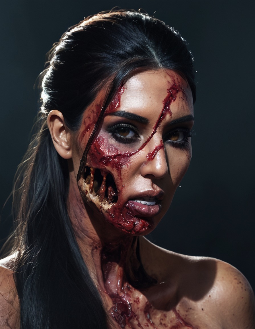 kim kardashian, zombie, horror, celebrity transformation, celebrities