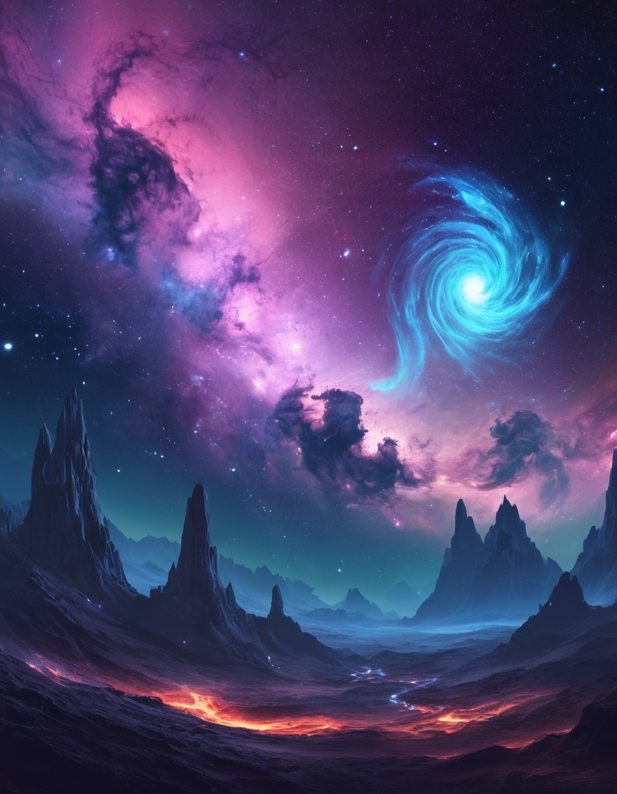 space, cosmic, nebula, stars, surreal