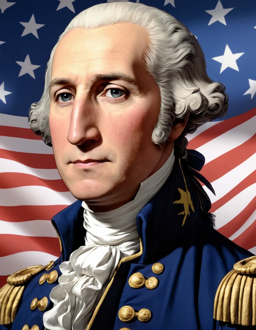 george washington, american flag, portrait, historical figure, anime