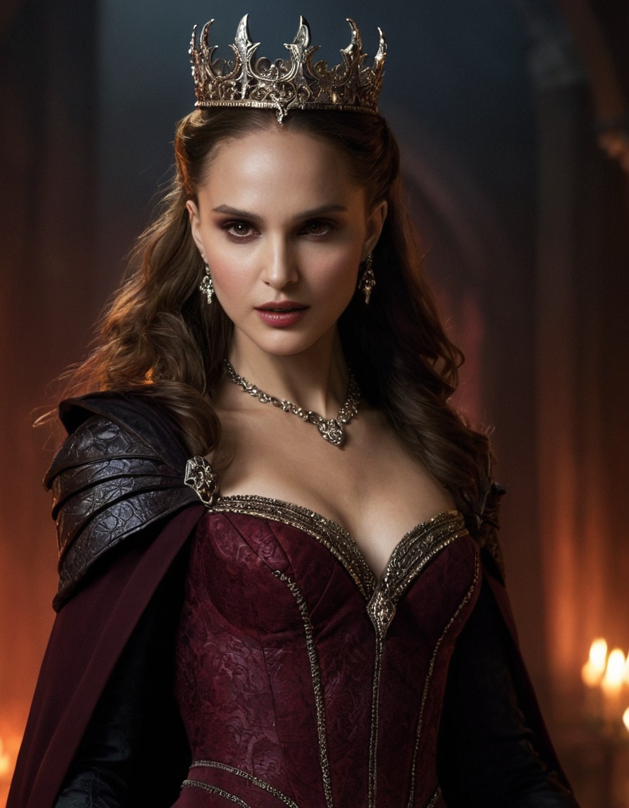 natalie portman, vampire, queen, fantasy, dark, sinister, illustration