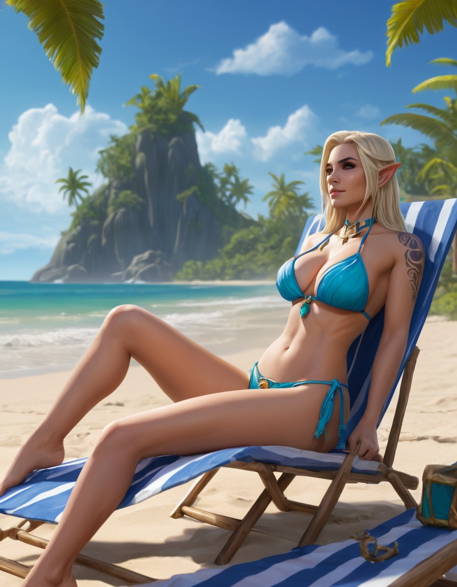 world of warcraft, jaina proudmoore, beach, bikini, fantasy, games, girls from games