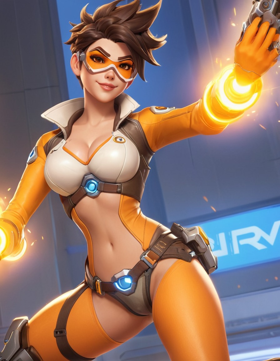 overwatch, tracer, first-person shooter, gaming, blizzard entertainment, fast-paced gameplay, british character