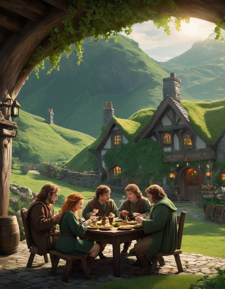 hobbits, green dragon inn, peaceful, meal, fantasy, john tolkien, tolkien