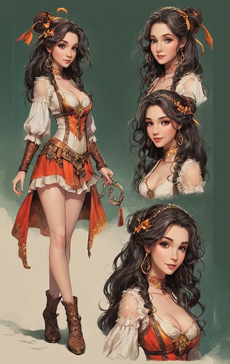 fantasyart, cartoon, digitalart, characterconcept, fantasycharacter, adoptable, characterdesign, beautiful, female, girl, gypsy