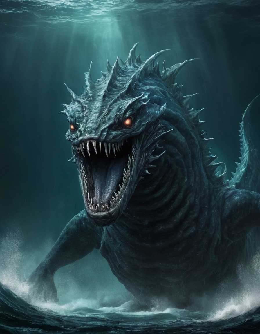 leviathan, sea monster, mythical creature, biblical reference, legendary beast, sea serpent, old testament