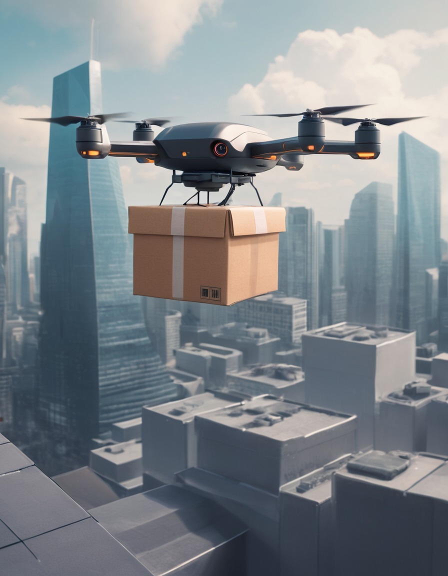 technology, delivery, drone, future, cityscape