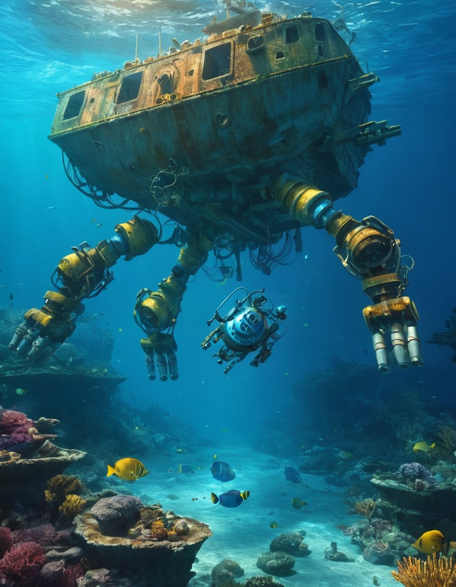 underwater, robot, repair, shipwreck, technology, robots