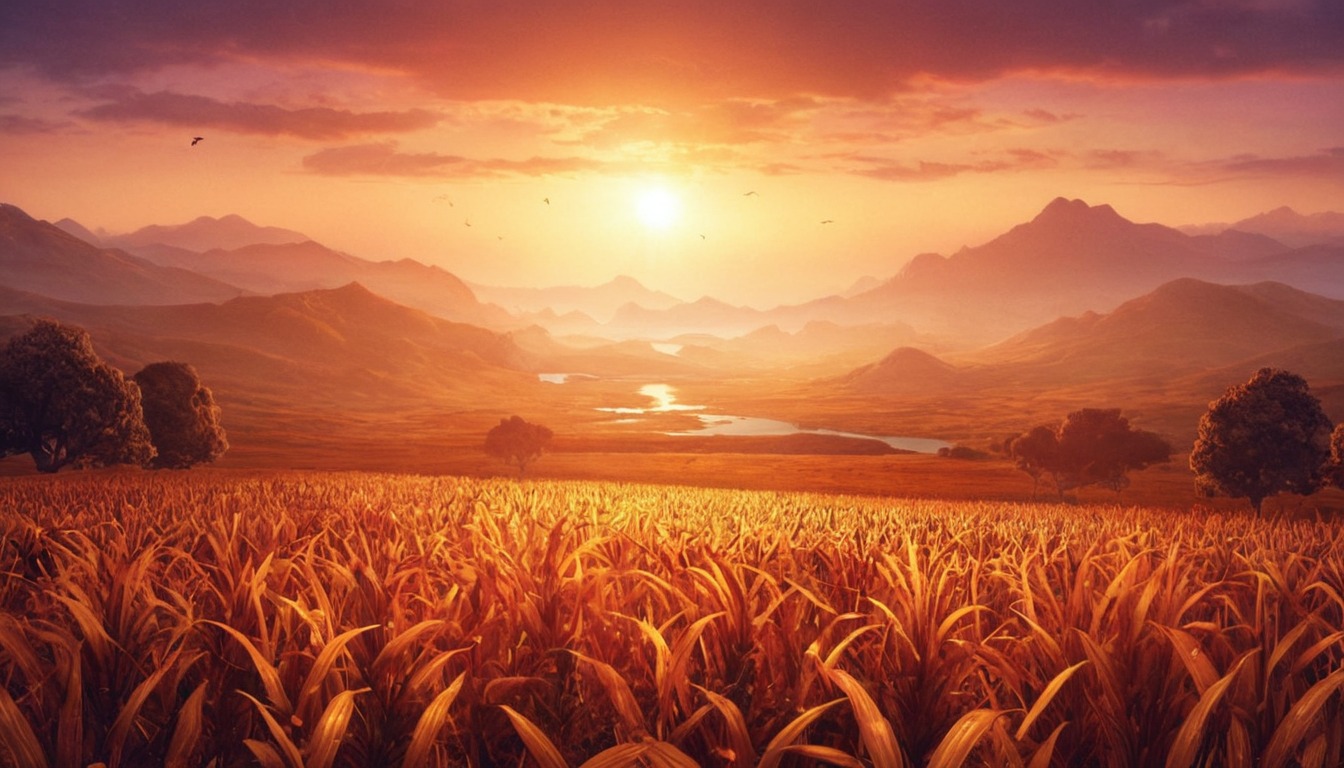 field, gorgeous, nature, sunset, wheat