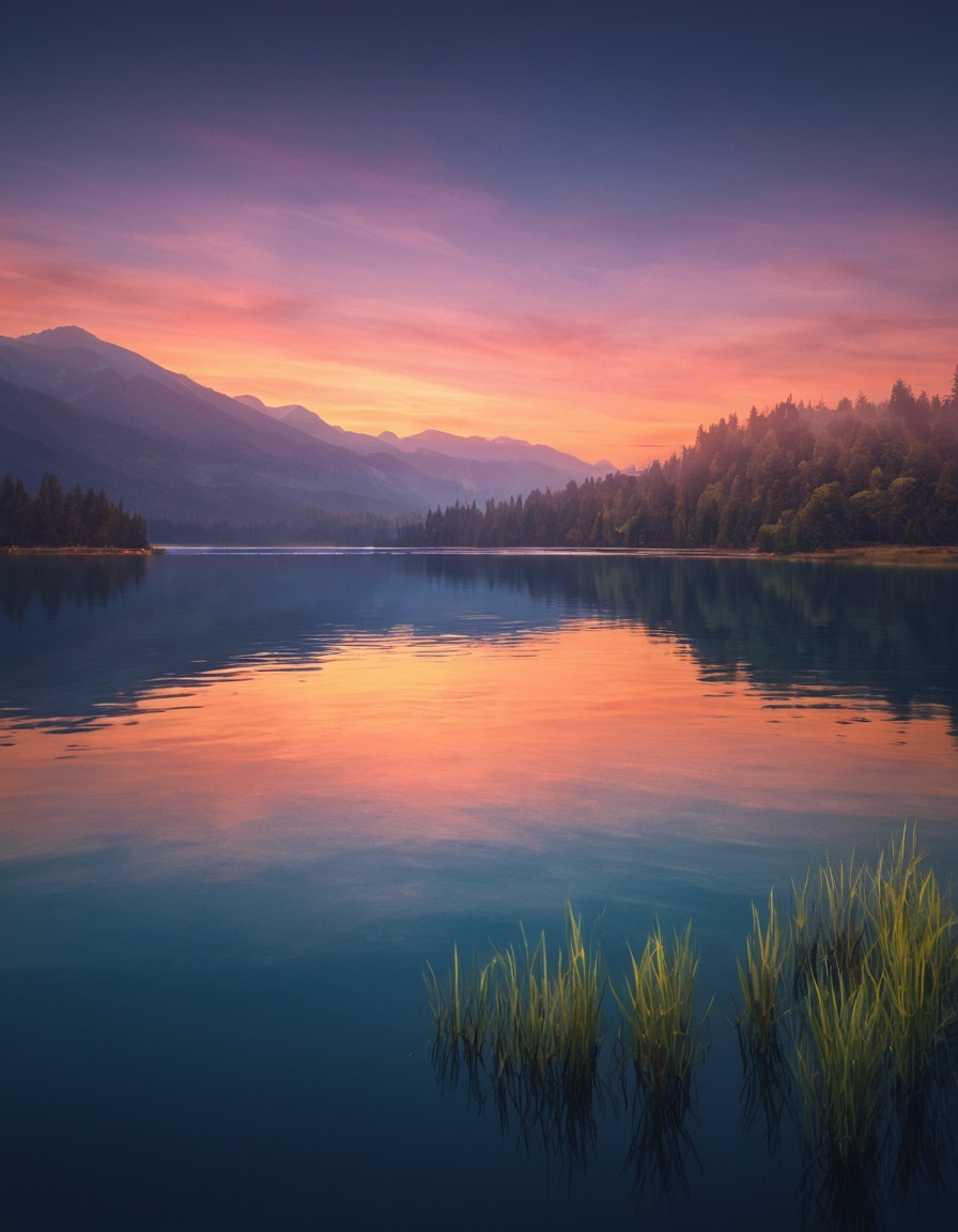 nature, sunset, lake, serene, captivating