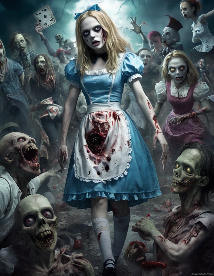 alice, alice's adventures in wonderland, zombie, wonderland, characters, fantasy, horror