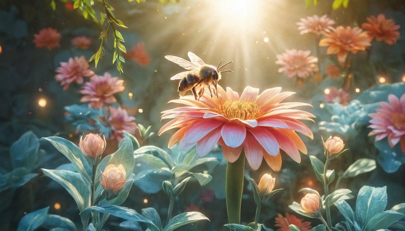 bee, cute, flower