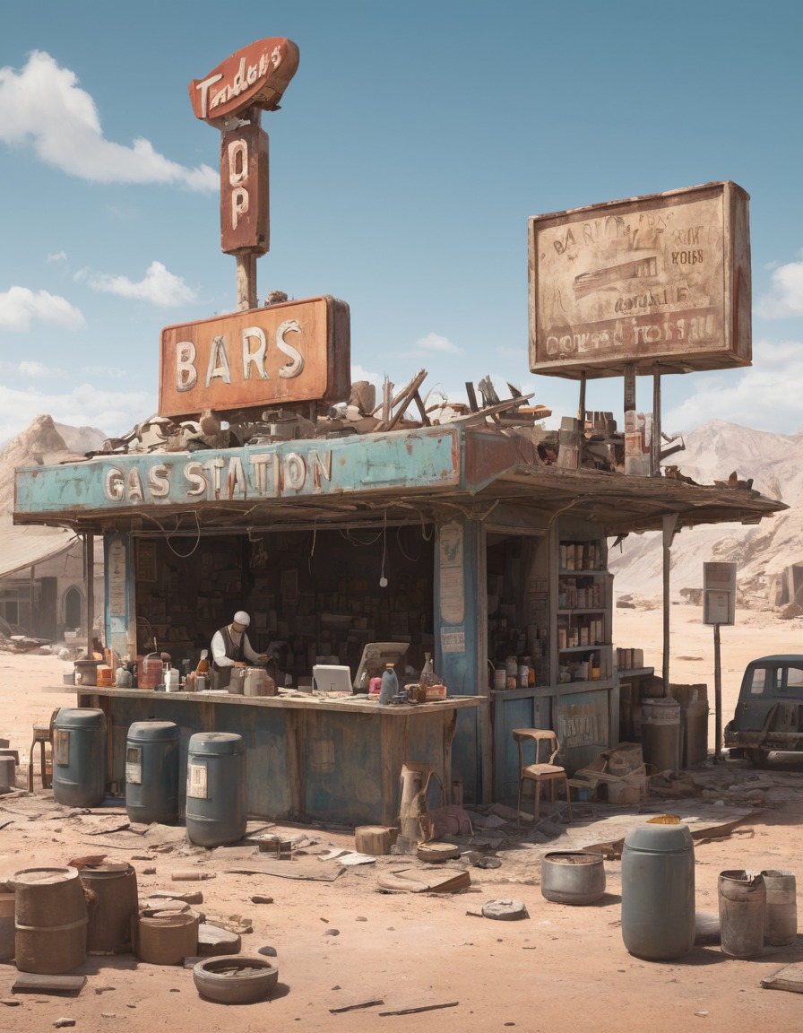 post-apocalyptic, trading, bartering, survival, marketplace, fallout, games, tv shows