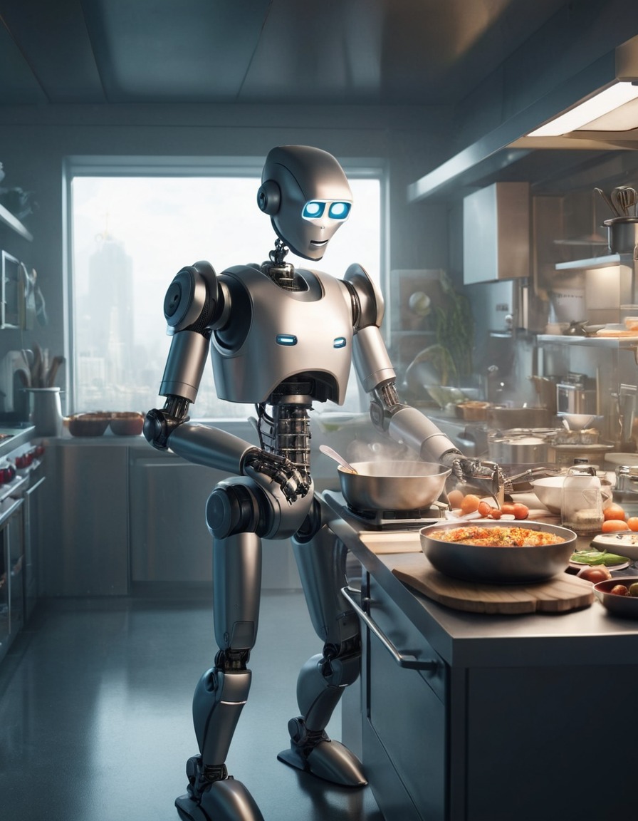 robot chef, cooking, feast, kitchen, technology, robots