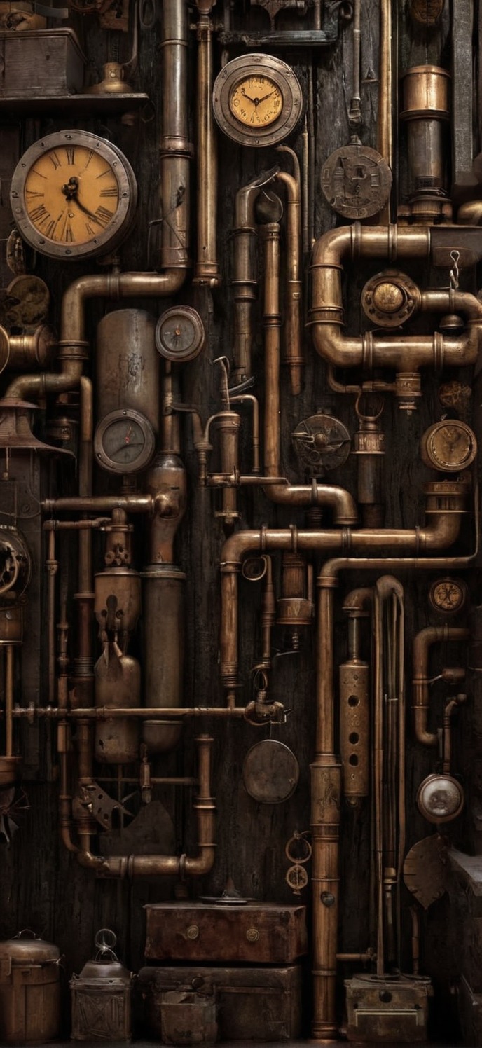 steampunk, pipes, black gold