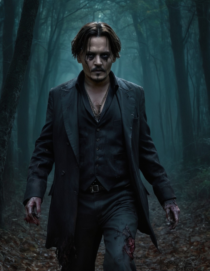 johnny depp, zombie, haunted forest, horror, fantasy, celebrities