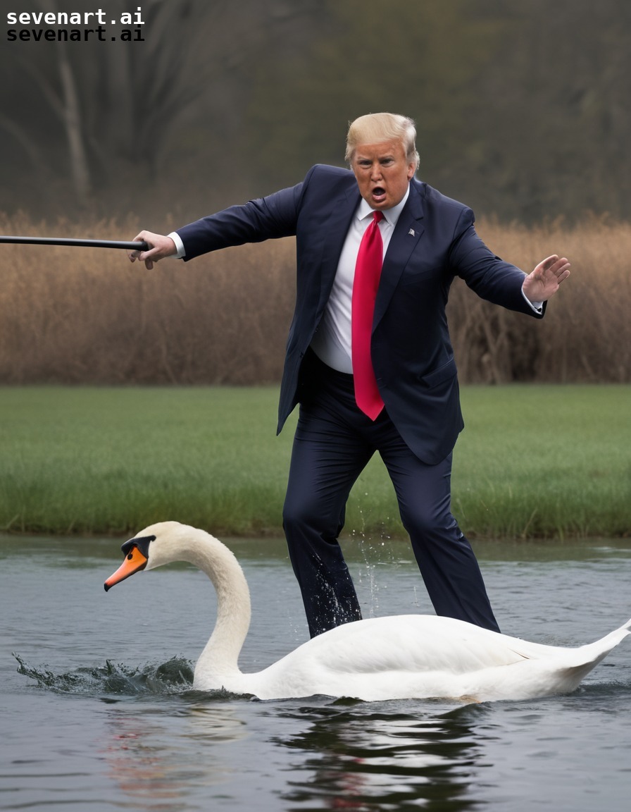 humor, water skiing, mishap, donald trump, swan, trump, donaldtrump