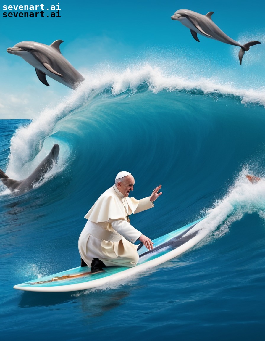 pope francis, surfing, dolphins, italy, ocean, vatican