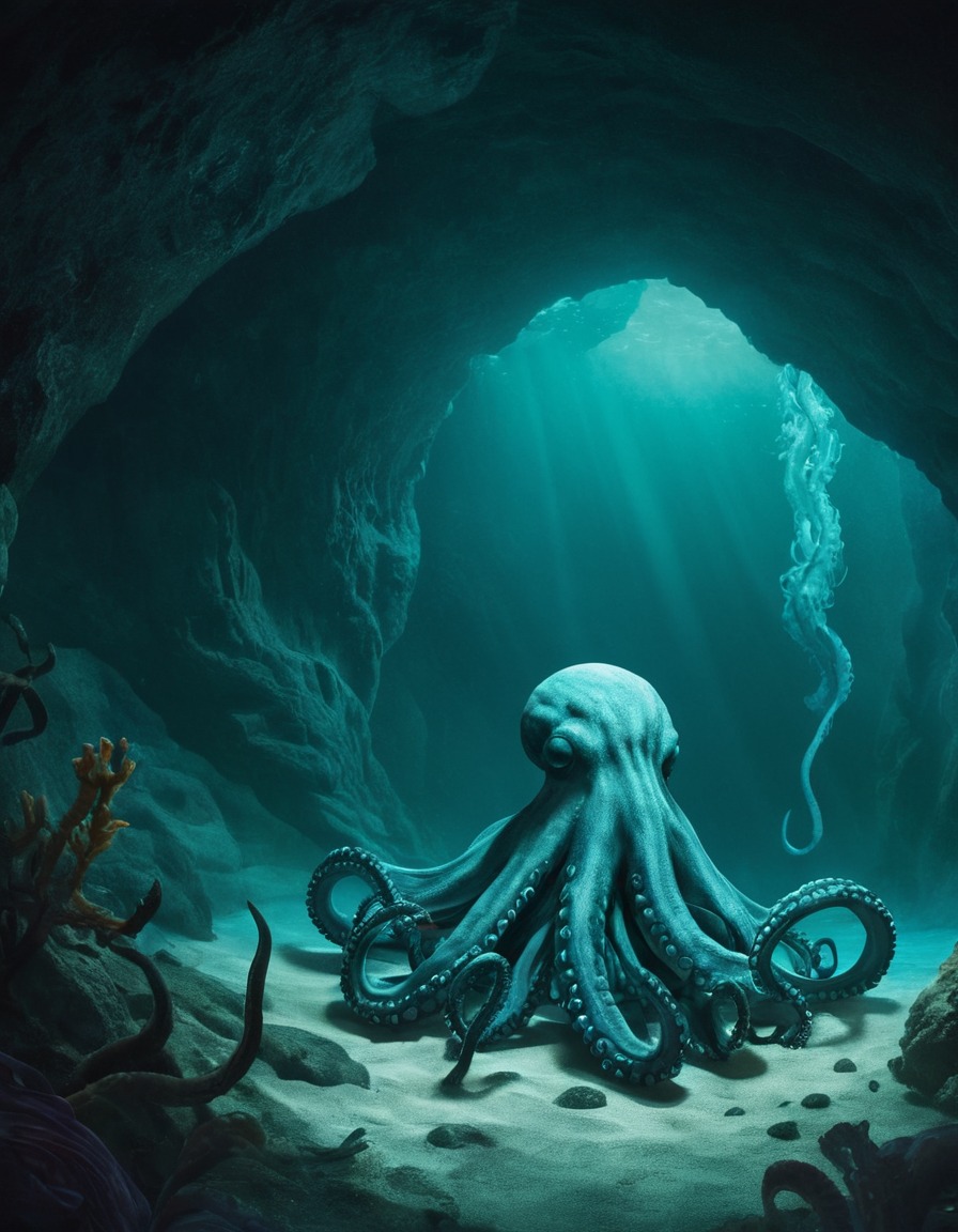 tentacles, creature, underwater, cave, lurking, lovecraft, howard lovecraft