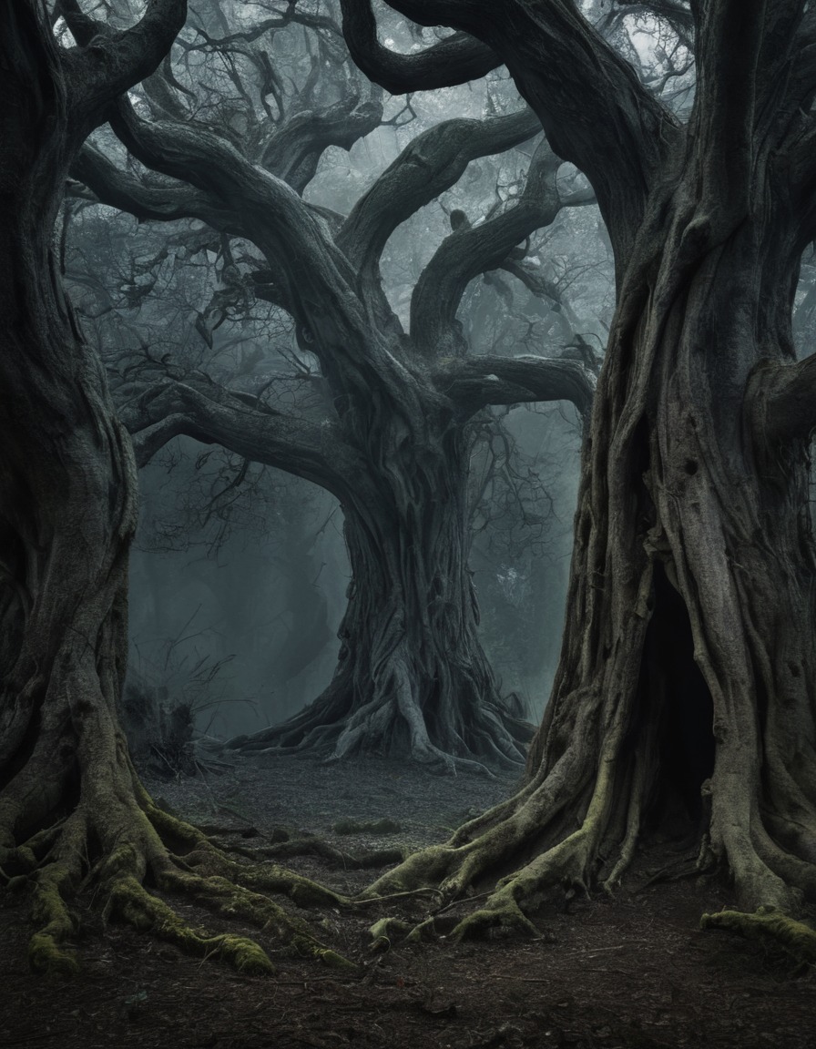 mystical, grove, ancient trees, secrets, whispering, nature, spiritual