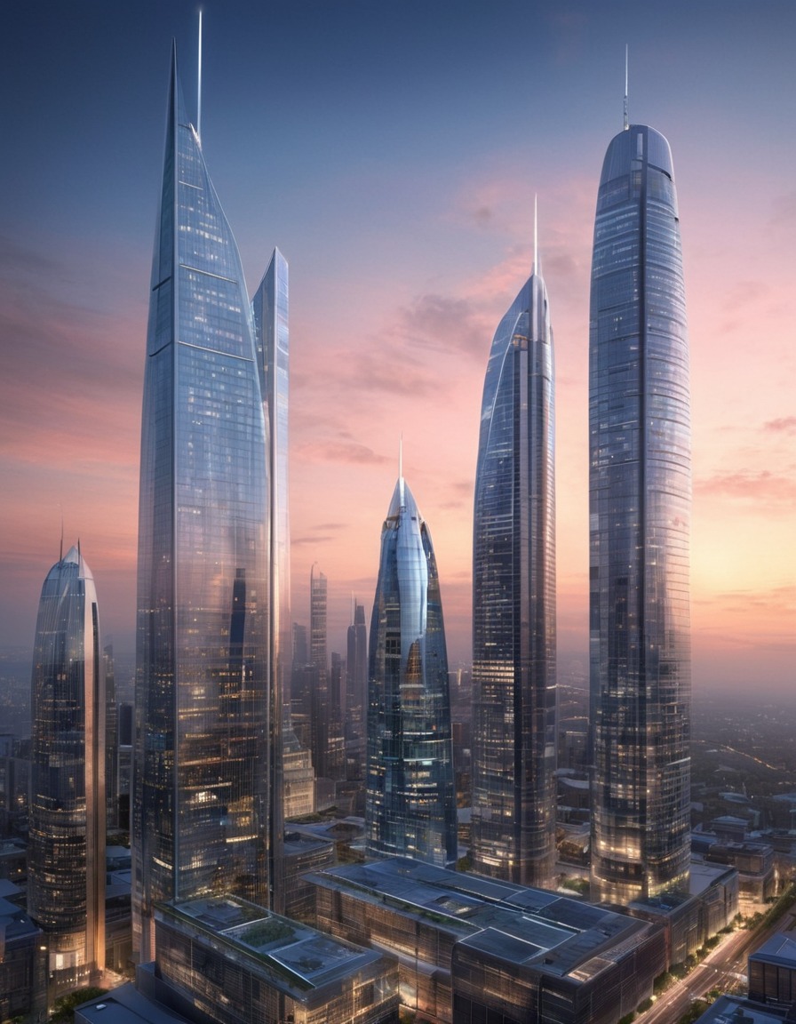 modern architecture, urban skyline, skyscrapers, glass buildings, cityscape, architecture