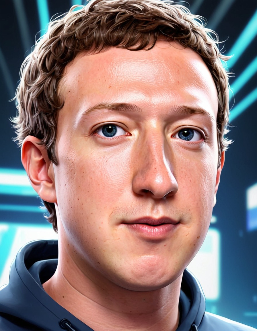 mark zuckerberg, anime, portrait, futuristic, technology, enhancement, sci-fi