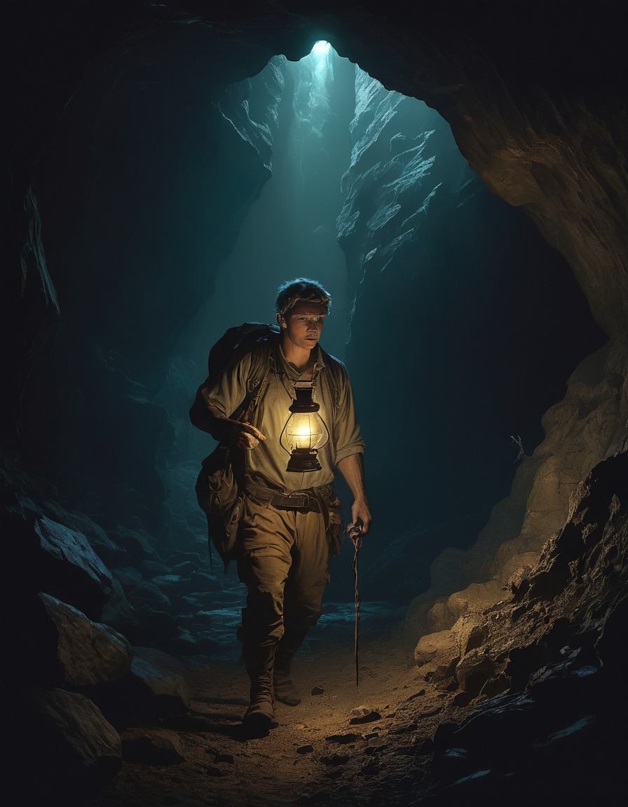 james cook, explorer, cave, lantern, underground, darkness, adventure