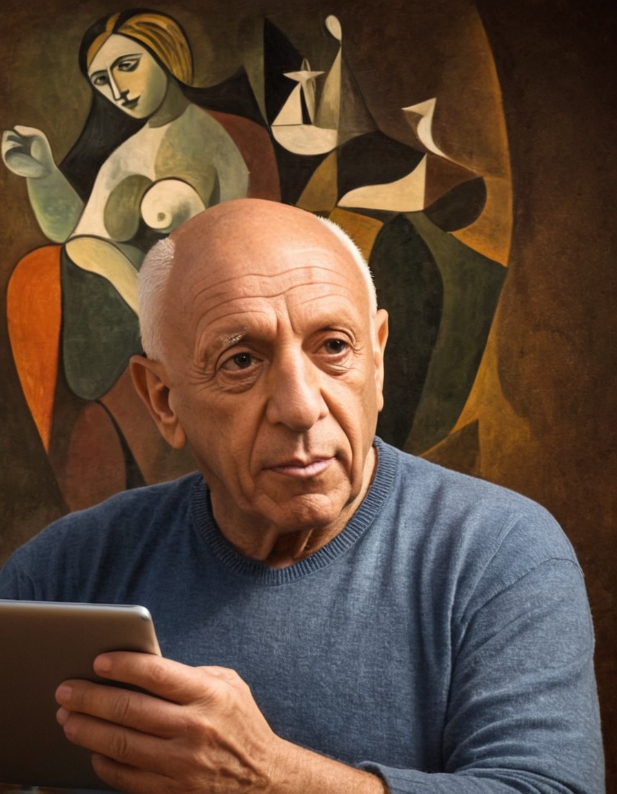 pablo picasso, digital art, artist, tablet, technology, creativity