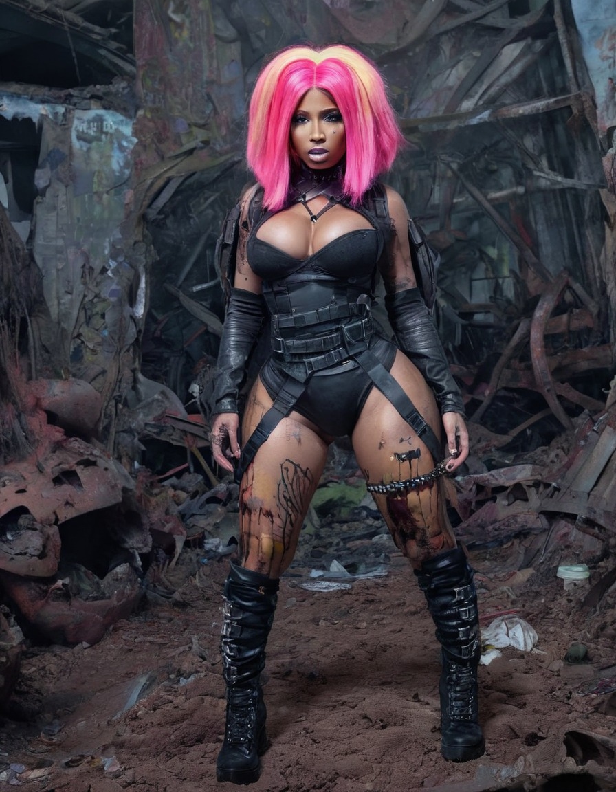 nicki minaj, zombie, post-apocalyptic, fashion, colorful wigs, celebrities