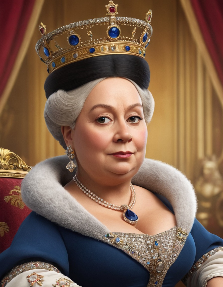 queen victoria, modern influencer, caricature, humor, funny