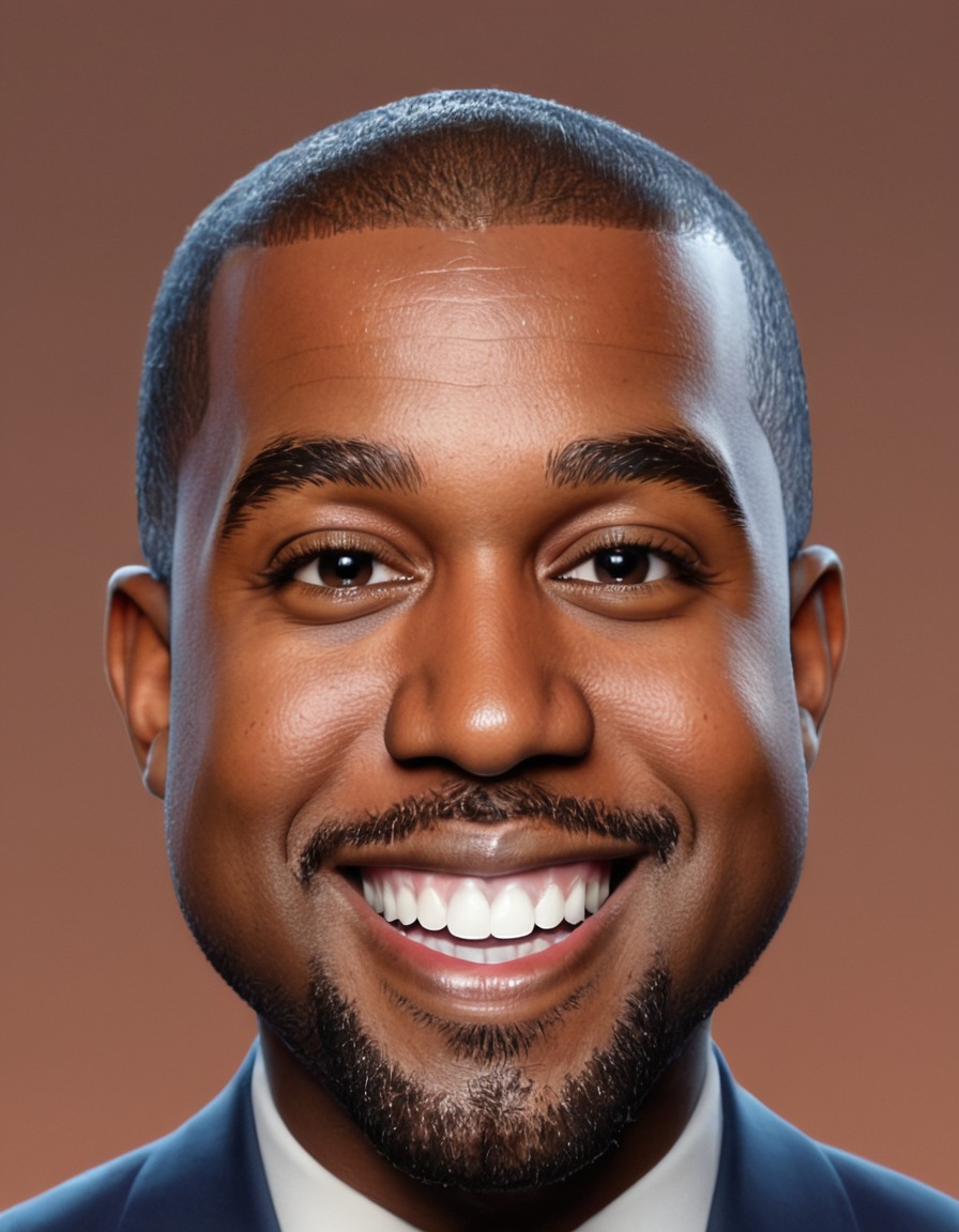 kanye west, caricature, big head, smile, crazy, celebrity, musician