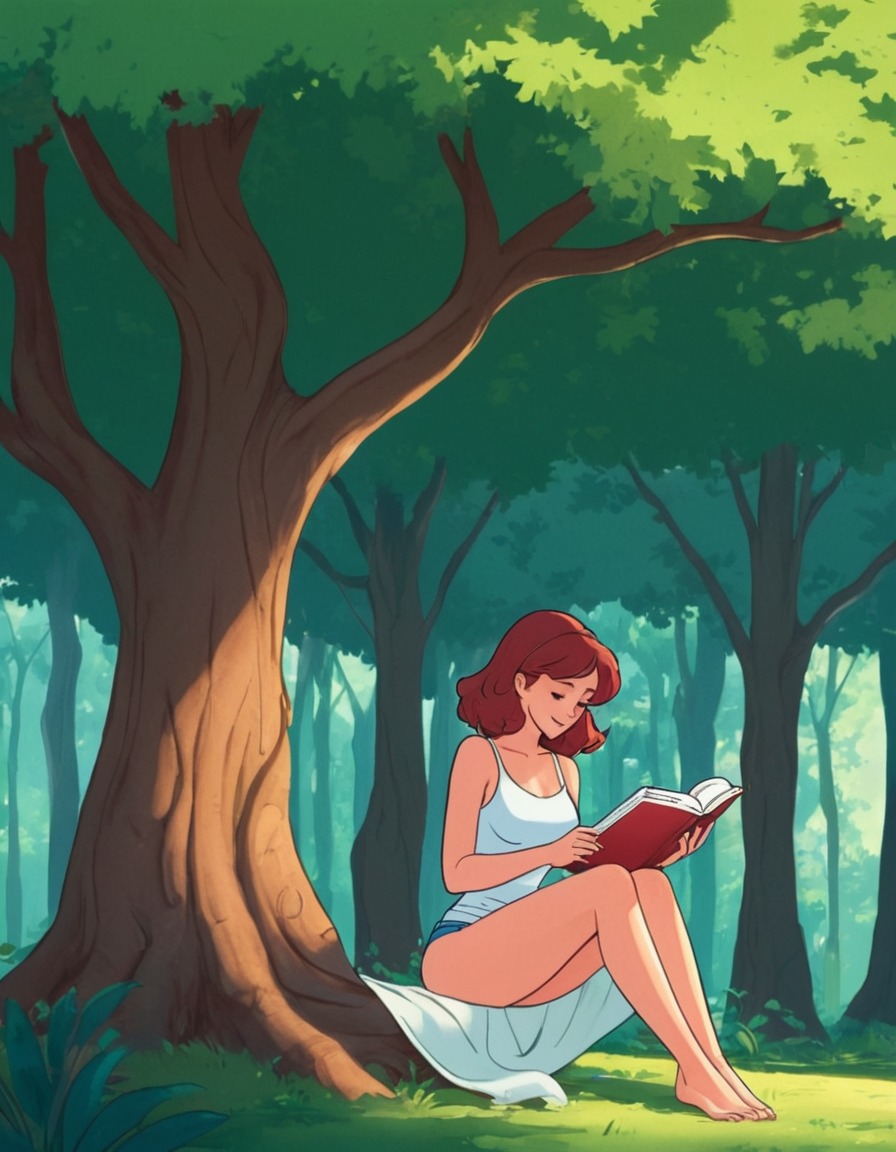 nature, reading, relaxation, young woman, tranquility