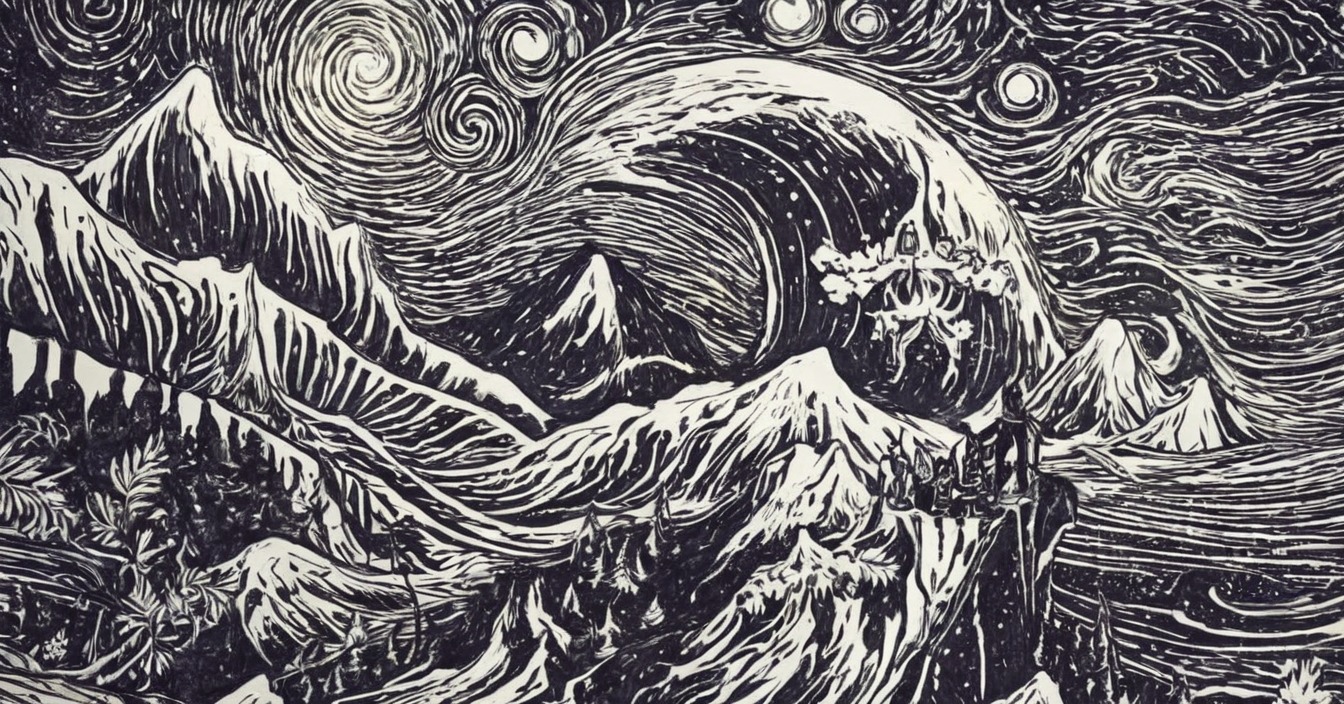 traditionalart, sea, ink, digitalart, surreal, sky, pen, night, water, wave